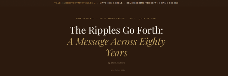 The Ripples Go Forth: A Message Across Eighty Years