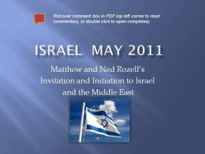 Israel May 2011 narrative and photographs.